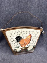 Chicken Hen Metal Wall Pocket Farmhouse Decor faux copper rustic - £8.28 GBP