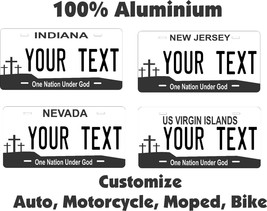 Any State Any Text Cross Personalized Auto Bike Moped Motorcycle License plates - £9.25 GBP+