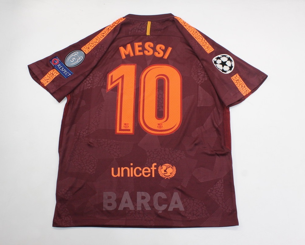 Fc barcelona jersey 2017 2018 shirt messi away short sleeve red UCL style