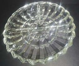 Condiments Dish 3 Sectional Thick Cut 6 1/2&quot; x 1&quot; Clear Glass Regency Vi... - $242.34 MXN