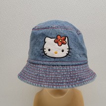 Sanrio Hello Kitty Blue Denim Bucket Hat 2002 Red Stitching- Retro - £41.37 GBP