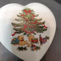 Porcelain Trinket Box, Heart shaped, Christmas Tree, Vintage Holiday Candy Dish image 4