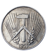 1953-E Germany Democratic Republic 10 Pfennig Coin in XF, KM# 7 - $106.45 CAD