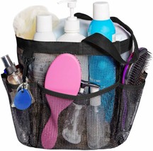 Mesh Shower Caddy Quick Dry Tote Bag Hanging Toiletry Bath Organizer Black Dorm - £16.25 GBP