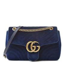 Gucci Velvet Matelasse Medium GG Marmont Shoulder Bag Cobalt Blue - £1,650.67 GBP