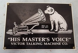 Vtg Enamel on Porcelain Victor Talking Machine Co His Master&#39;s Voice GE Repro - $28.71