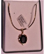 Genuine Onyx &amp; CZ Pendant 14KTGP NIB - $39.95