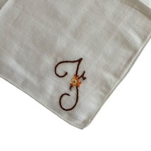 Handkerchief White Hankie Monogram J F Letter Embroidered Square 10.5x11” - £7.54 GBP