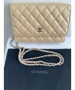 Auth CHANEL Caviar Quilted Wallet On A Chain WOC Classic Beige 2014 Silv... - £2,028.37 GBP