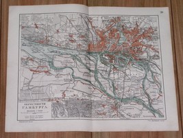 1905 Rare Antique Russian Map Of Hamburg And Vicinity Altona Blankenese Germany - £22.29 GBP