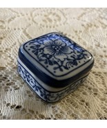 Trinket Box Delft Style Porcelain Hand Painted 1 .75”X 1” - $10.84 CAD