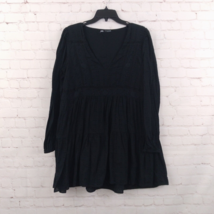 Zara Dress Womens Large Black Swiss Dot Embroidered V Neck Mini Boho Pea... - $34.99