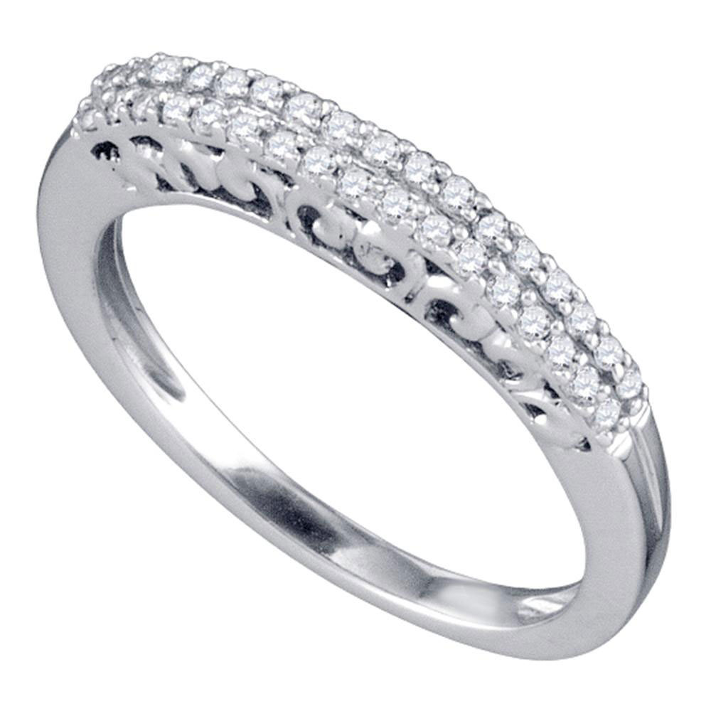 10K White Gold Womens Round Diamond Wedding Anniversary Bridal Band 1/5 Cttw