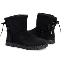 MUK LUKS Women&#39;s Flexi Albany Boots Black Size 6 Ankle Suede NEW WITH TAGS  - $21.78