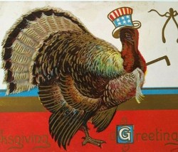 Thanksgiving Postcard Uncle Sam Dressed In Turkey Hat Taggart 1909 Vintage 609 - £6.45 GBP