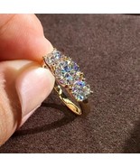 3Ct Round Moissanite Three Stone Wedding Engagement Ring 14K Yellow Gold... - £115.66 GBP