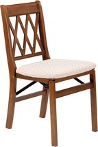 Set Of 2 Fruitwood Stakmore Lattice Back Folding Chairs. - £146.44 GBP