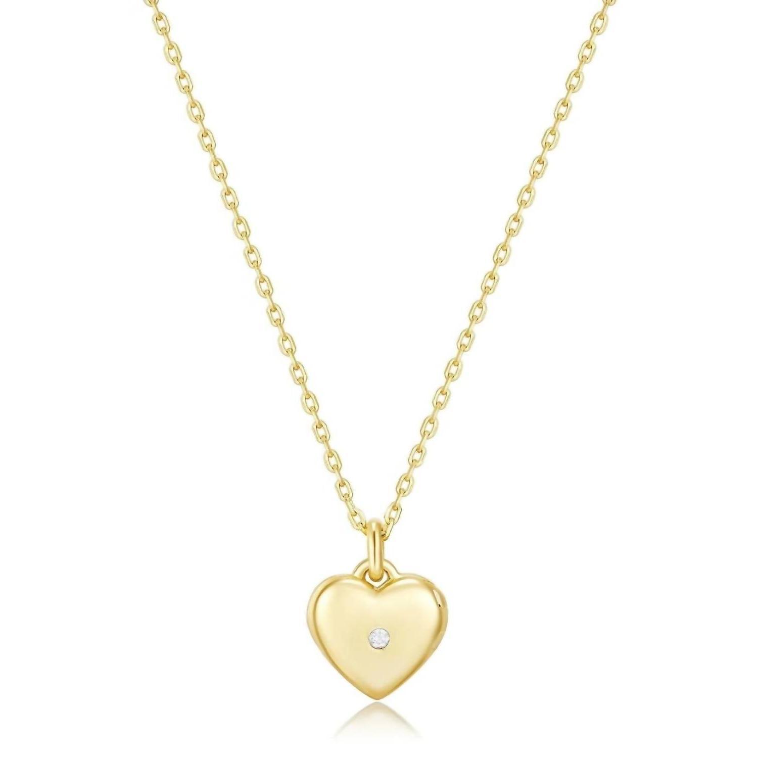 Eklexic Women&#39;s Mini Heart Locket Necklace With Cubic Zirconia Size One ... - $51.48