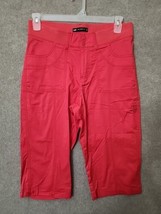 Lee Relaxed Fit Capri Pants Womens 10 Red Straight Leg Flap Pockets Stretch - £19.45 GBP