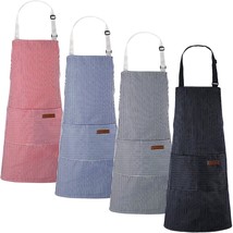 4 Pieces Cooking Kitchen Aprons Soft Chef Kitchen Aprons Unisex Apron With Pocke - £34.35 GBP