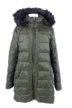 Ralph Lauren Down Puffer Coat Womens Size XL Hunter Green Hooded Fur Tri... - $125.50