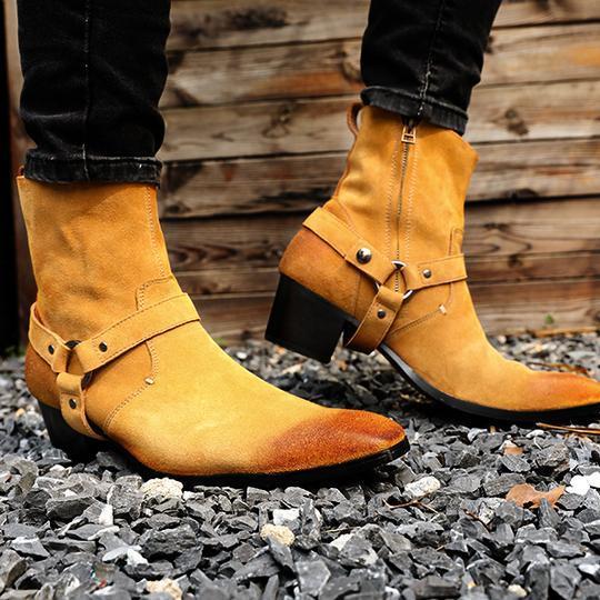 New Handmade Mens Tan color Suede size zipper boots, Mens fashion ankle style b