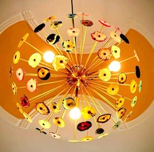 Mid Century Style Half Sea Urchin Chandelier Iconic Agate Stone ceiling ... - £365.69 GBP