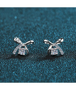GRA Certified Ribbon Round Cut 0.1ct Moissanite S925 Stud Earrings - $50.00