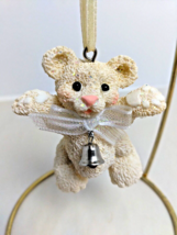 Holiday Bearies/Snow Bearies Christmas White Bear w/Bell Tree Ornament 2 Inches - £9.58 GBP