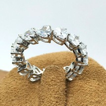 4mm W Heart Shape Diamond 14K White Gold Plated Full Eternity Wedding Band Ring - £73.34 GBP