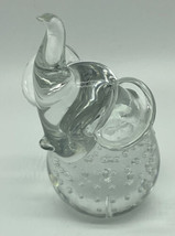 Art Glass Elephant Bullicante Trunk Up Figurine Controlled Bubble Paperweight - £13.03 GBP