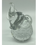 Art Glass Elephant Bullicante Trunk Up Figurine Controlled Bubble Paperw... - £13.07 GBP