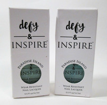 Defy &amp; Inspire Wear Resistant Nail Polish Paradise Island Mint Bl/Gr Lot Of 2 - £5.50 GBP