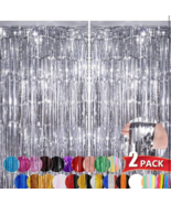 2Pack 3.3x8.3Ft Silver Foil Fringe Streamers Curtain Metallic Foil Tinse... - $129.43 MXN