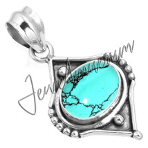 ! December Birthstone Natural Turquoise Pendant Stamp 925 Fine Sterling ... - £24.60 GBP