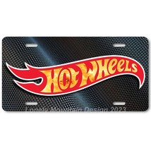 Hot Wheels Fiery Inspired Art on Carbon FLAT Aluminum Novelty License Ta... - $17.99