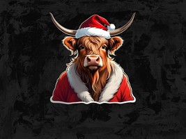 Holiday Highland Cow PNG, Charming Christmas Digital Image, Great for Crafting a - £2.39 GBP
