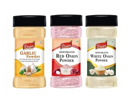 Combo White Onion Powder Garlic Powder Red Onion Powder 100 Gm Pack Of 3 - £11.94 GBP