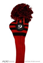 NEW #9 fairway wood Pom Pom Head Cover Clubs Knit Sock RED BLACK Golf Club - £10.34 GBP