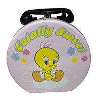 Looney Tunes Tin Tote Tweety Bird Totally Sweet Collectible Circular  - $10.97