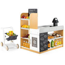 Pretend Play Grocery Store Set with Shopping Cart and 2 Chalkboards-White - Colo - $188.56