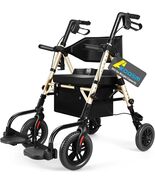 Akoasm Foldable Rollator Walker for Seniors w Seat, Lightweight 2 In 1 C... - $180.49