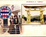 Vtg Postcard Pacific Mail Steam Ship Co On Board S.S Siberia Japan Templ... - £11.17 GBP