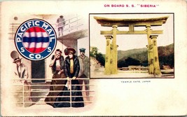 Vtg Postcard Pacific Mail Steam Ship Co On Board S.S Siberia Japan Temple Gate - £11.17 GBP