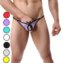 Men&#39;s Playful Butterfly Accent Cotton Thong with Front Opening - Romantic Elegan - £4.71 GBP
