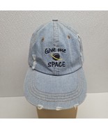 Give Me Space Denim Distressed Embroidered Adjustable Strapback Hat Women&#39;s - $10.85