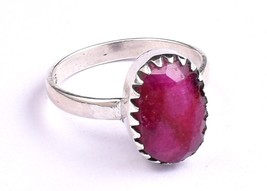 Natural Ruby Gemstone 925 Sterling Silver Handmade Engagement Ring For Women - £53.05 GBP