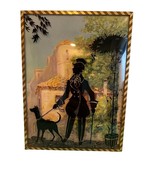 Vintage Man walking dog Reverse Painted Silhouette with Convex Glass  Wa... - £15.23 GBP