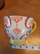 Blue Green teal Ivory 15 oz. Porcelain Coffee Mug Cup rare - £9.23 GBP
