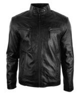 Black men&#39;s Slim Fit Biker Style Real Leather Jacket Casual Fitted - €129,43 EUR